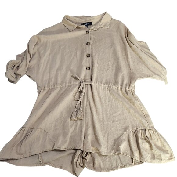 Aakaa Pants - AAKAA Women's Romper Khaki Tan  SZ SM